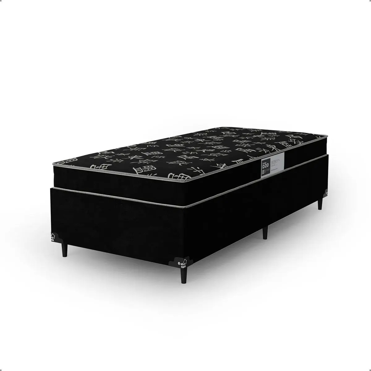 Cama Box Solteiro + Colchão Espuma D20 - 51x88x188cm - Suede Preto - e-Shop Casa - Imagem 8