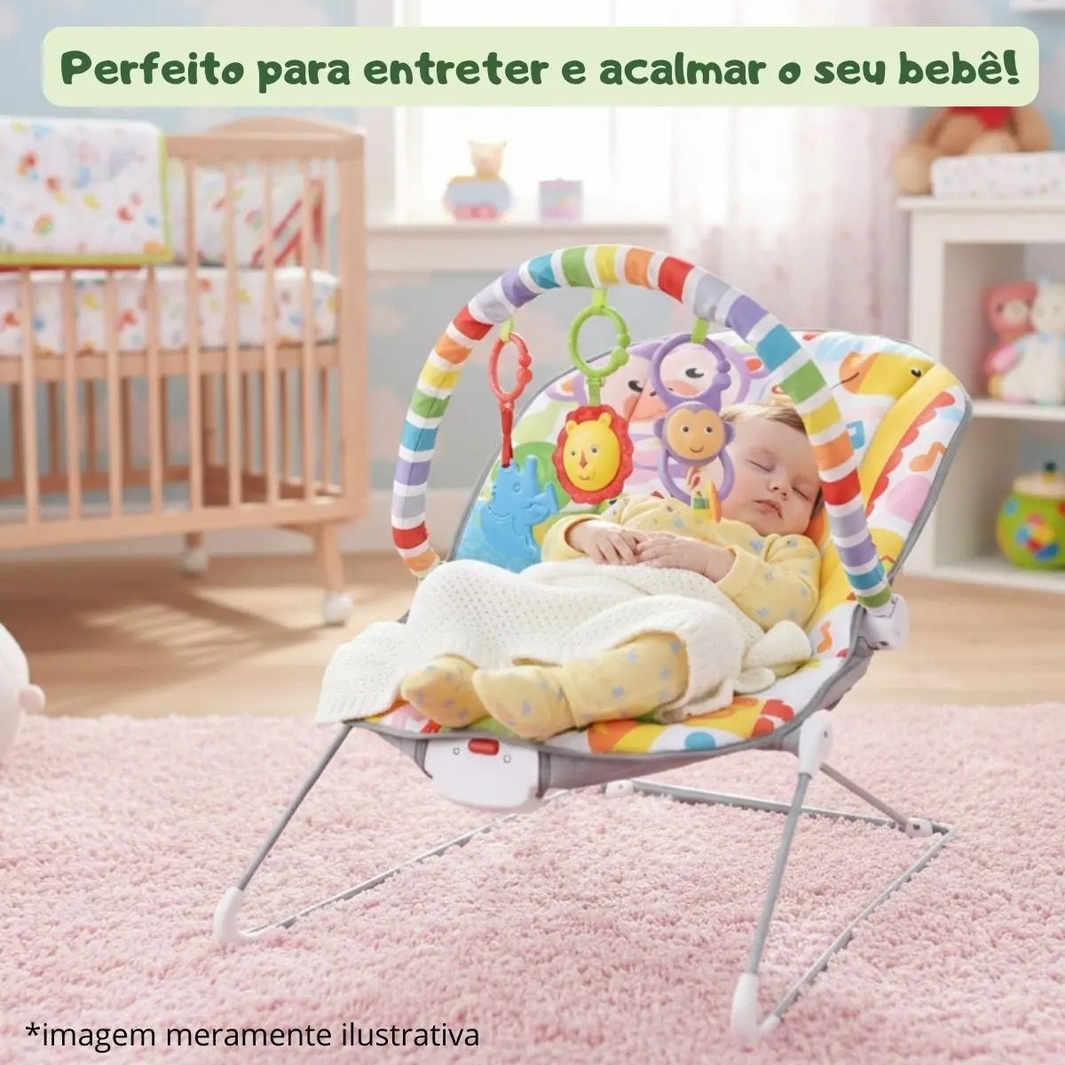 Cadeirinha de Balanço Descanso do Bebê com Música e Cinto Ajustável - Brinq Baby - Imagem 2