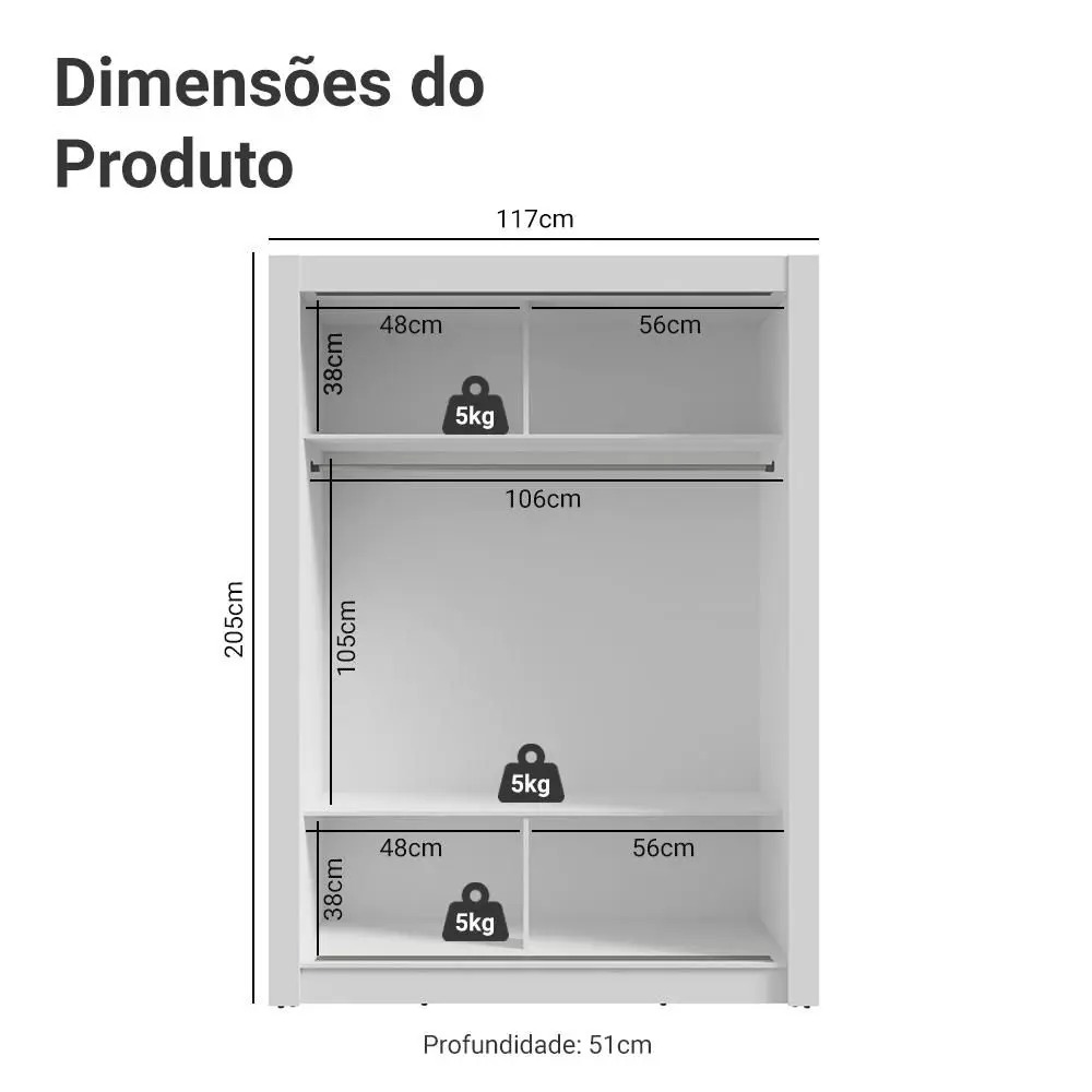 Guarda-Roupa Solteiro Madesa Denver 2 Portas de Correr com Espelho - Imagem 2