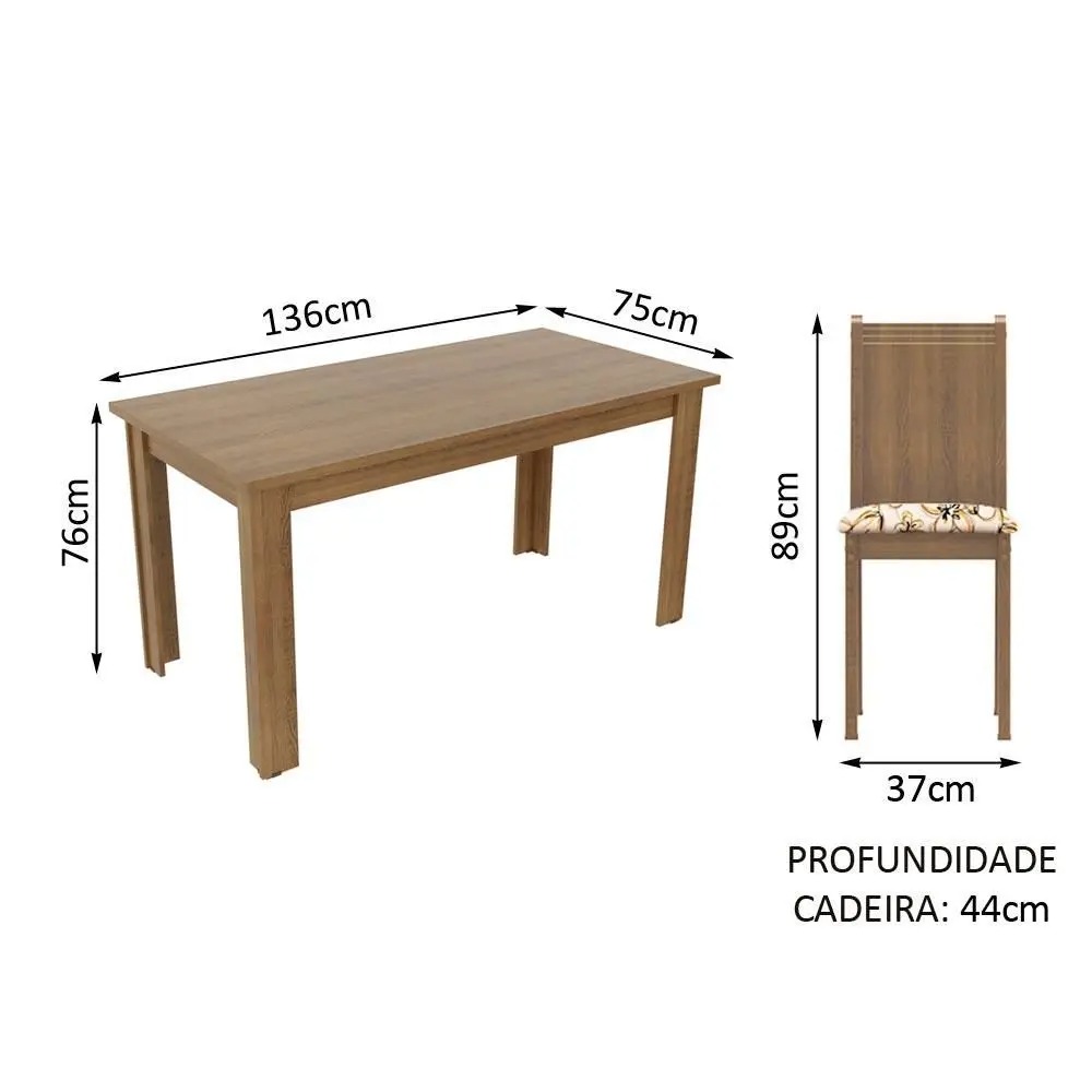 Conjunto Sala de Jantar Madesa Analu Mesa Tampo de Madeira com 6 Cadeiras - Imagem 3