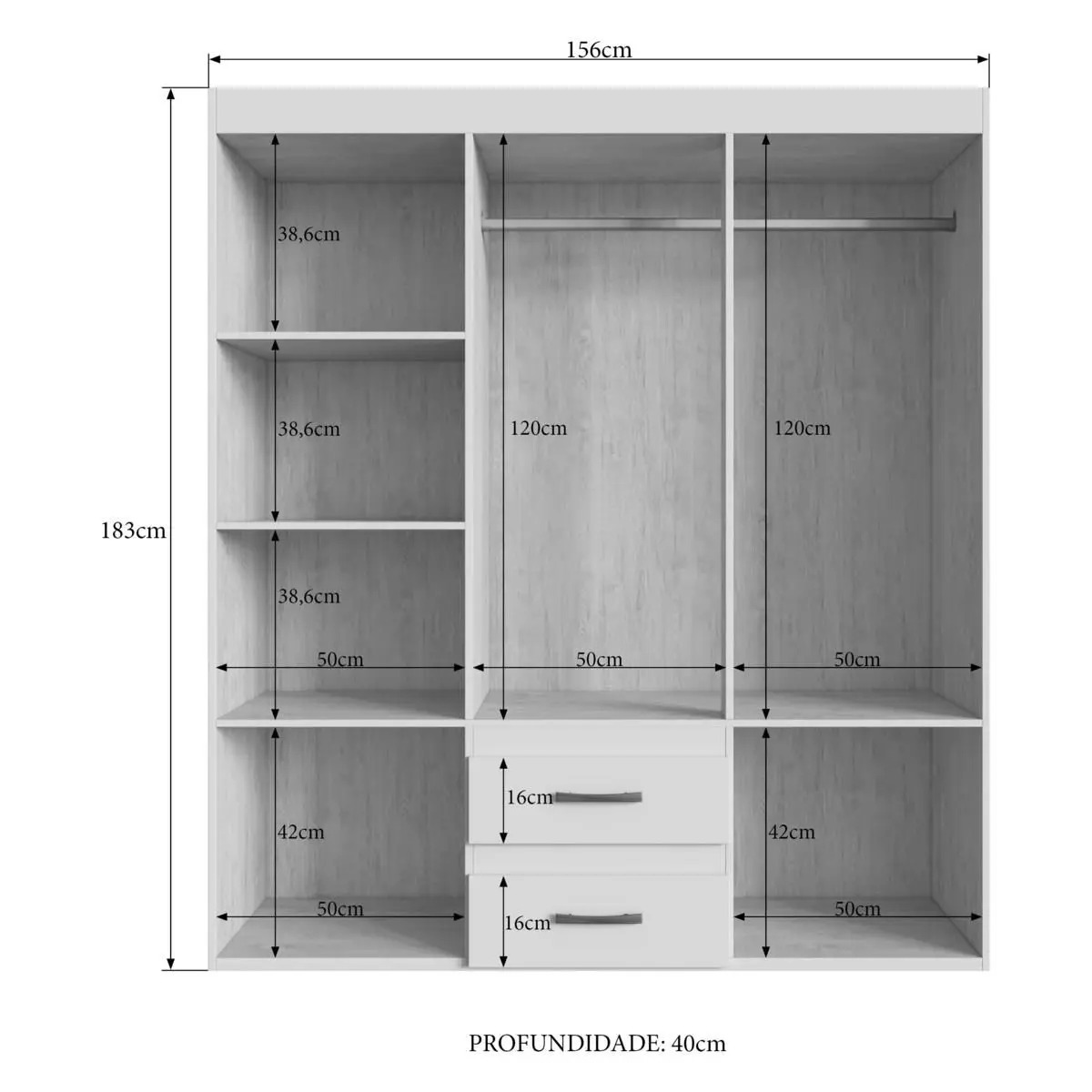Guarda Roupa Casal Multimóveis 6 Portas e 2 Gavetas CR35210 MDF MDP - Imagem 2