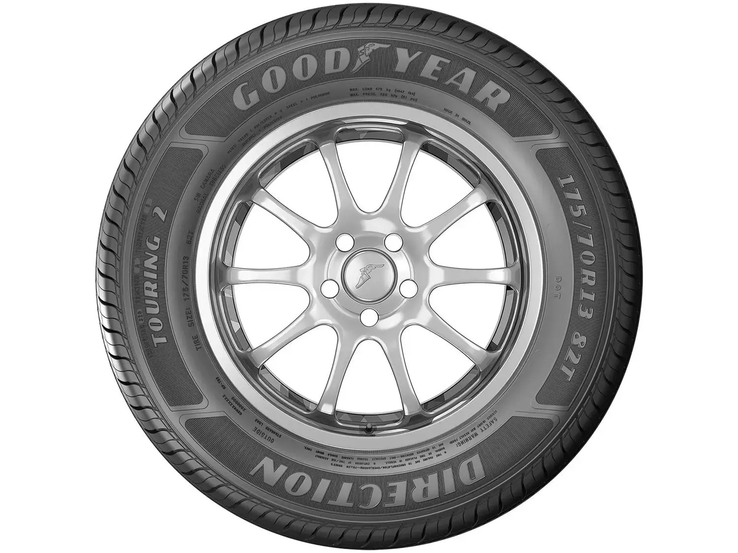 Kit 2 Pneus Aro 13” 175/70R13 Goodyear 82T - Direction Touring - Imagem 4