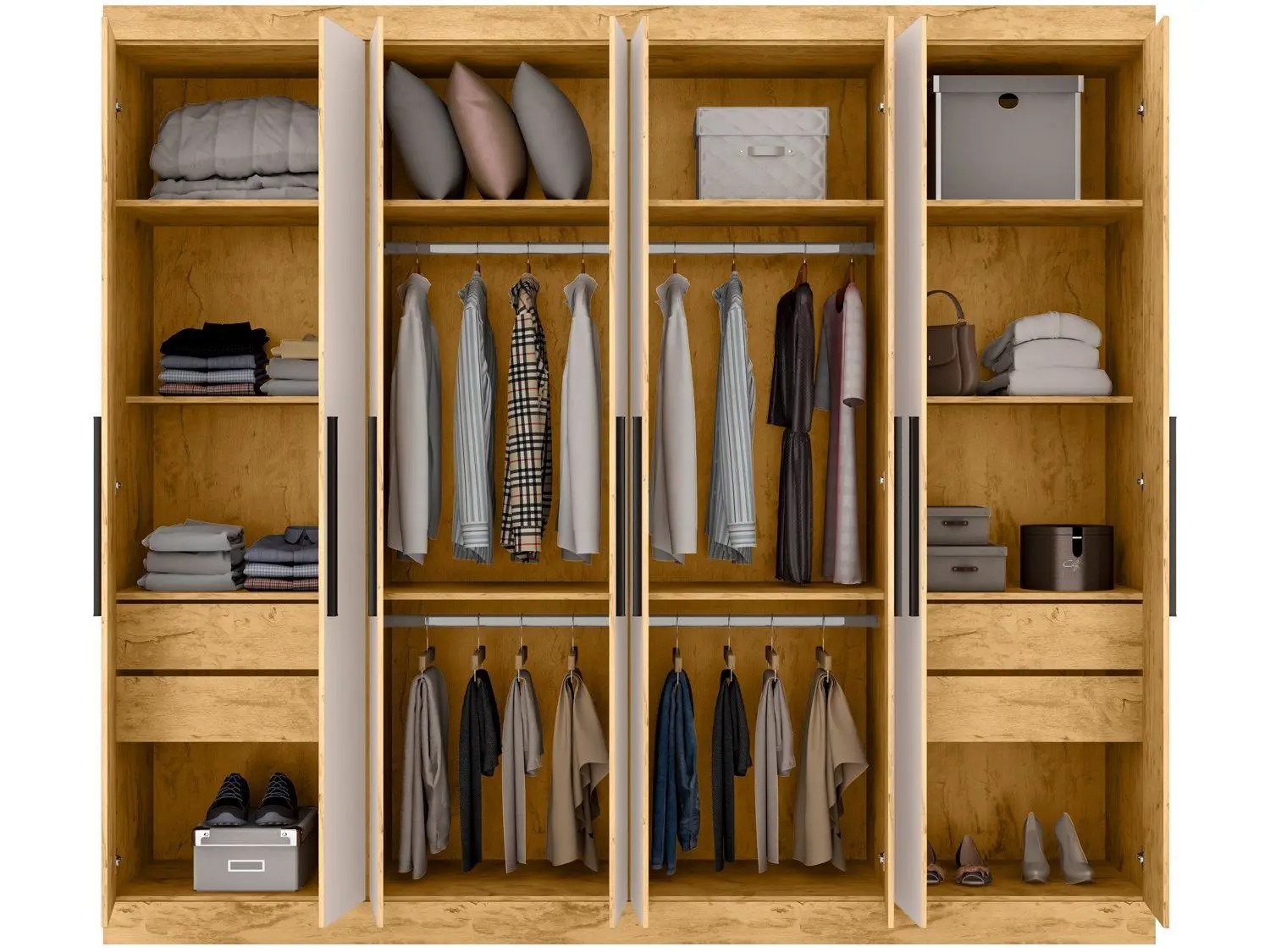 Guarda-roupa Casal 8 Portas 4 Gavetas - Araplac Porto - Imagem 3