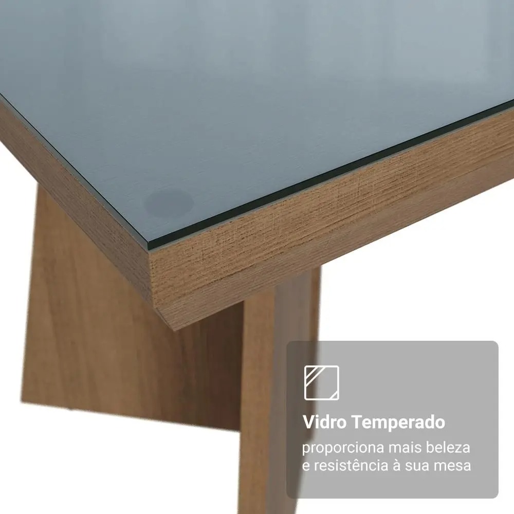 Conjunto Sala de Jantar Tampo de Vidro 6 Cadeiras Pienza Madesa - Imagem 7