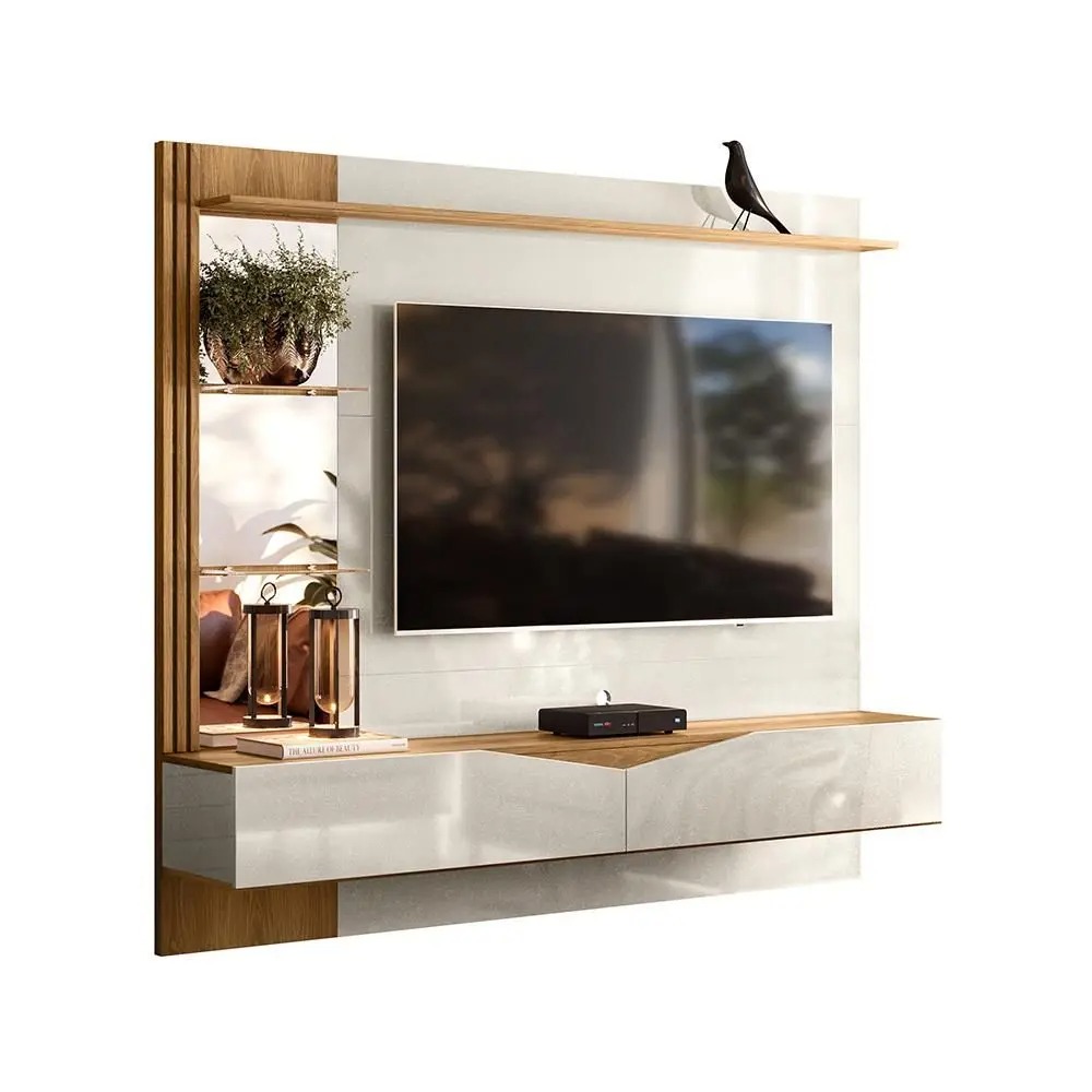 Painel para TV até 60'' Freijó Com Off White Perolizado Vegas Intense - Movelove - Imagem 4