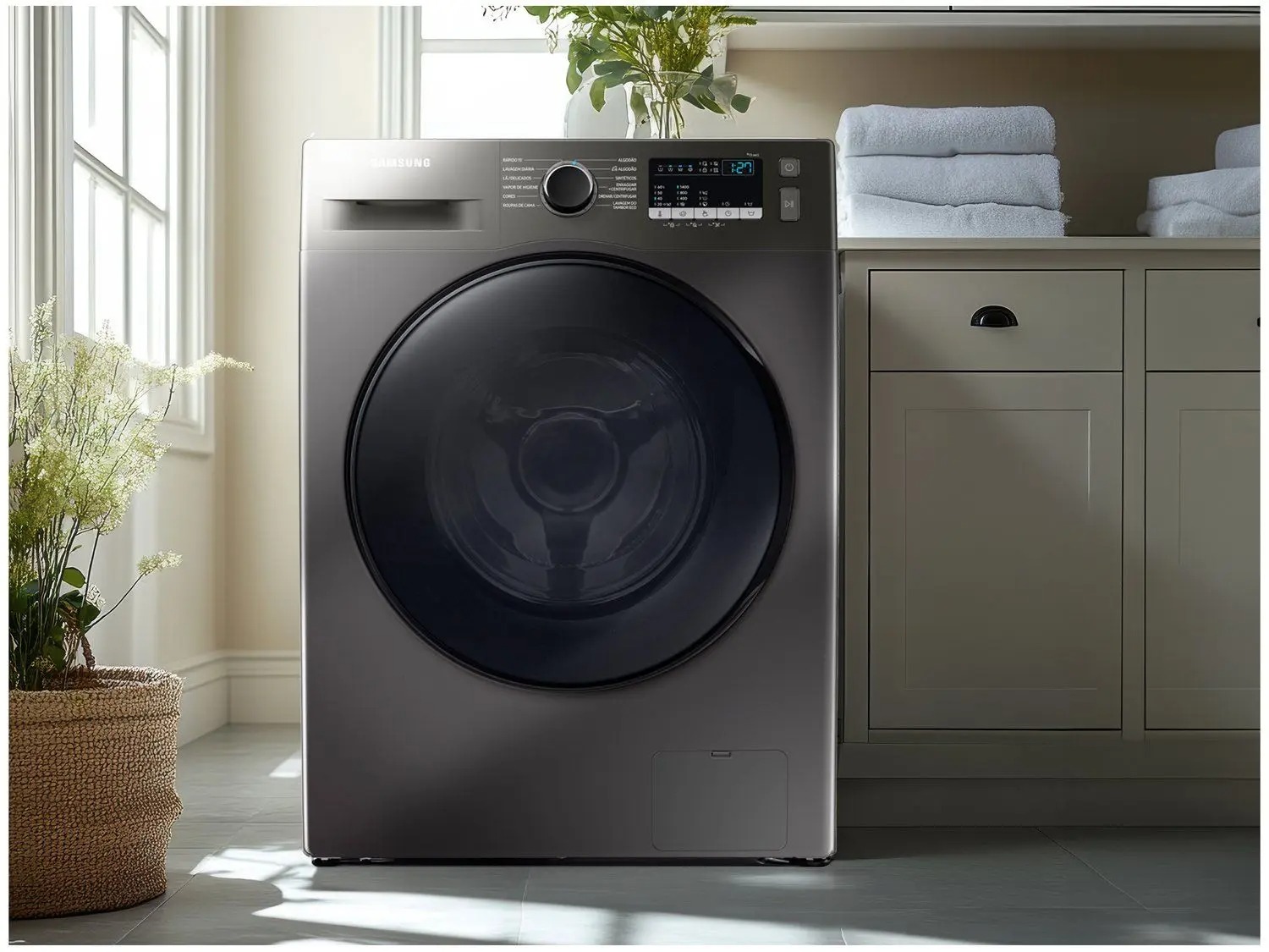 Lavadora de Roupas Samsung Inverter 11kg Cesto Inox 12 Programas de Lavagem Preta WW11T4040BX/AZ 110/220V - Imagem 2