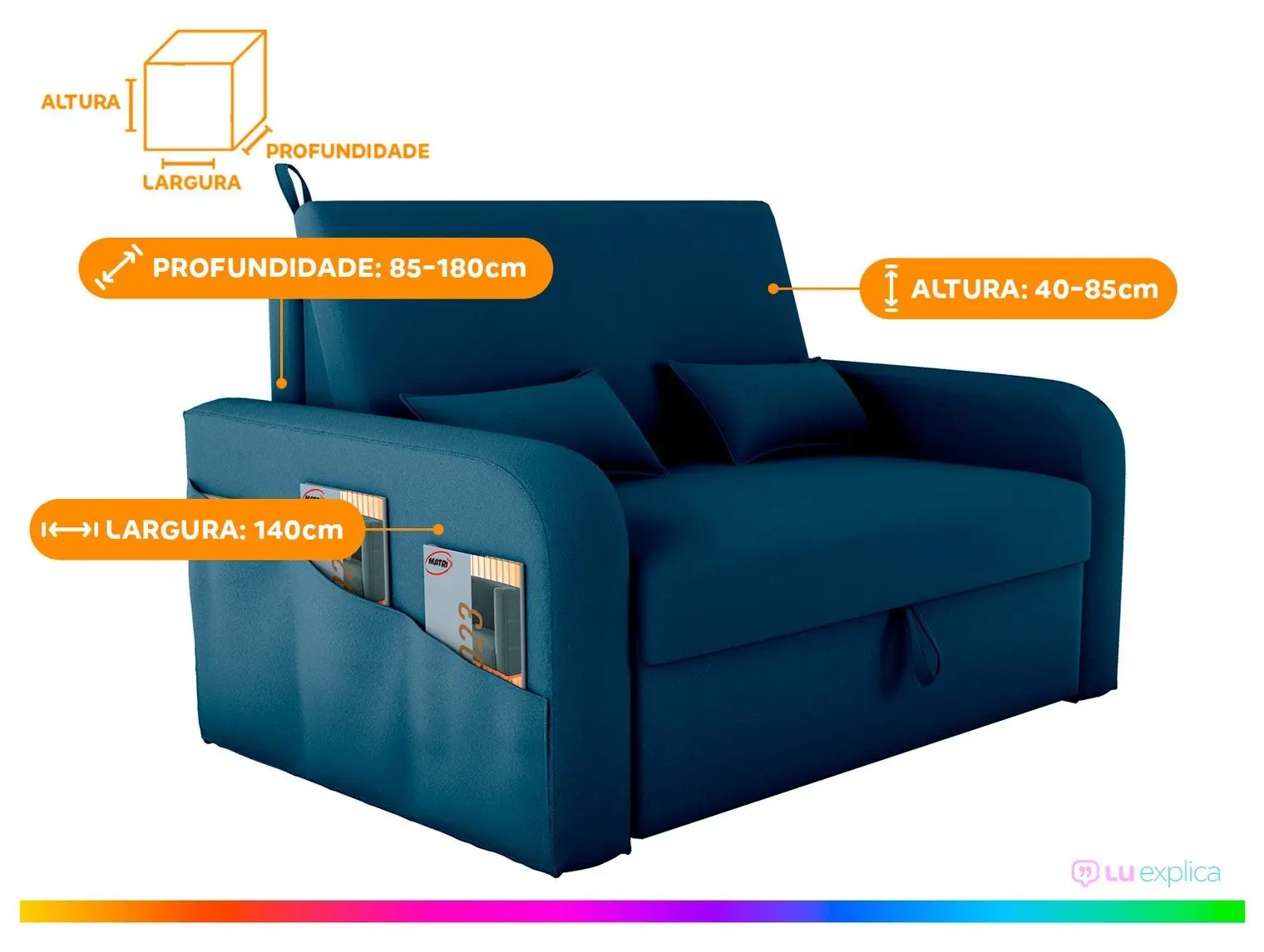 Sofá-cama 2 Lugares Casal Veludo Matrix Lady Dai - Imagem 3