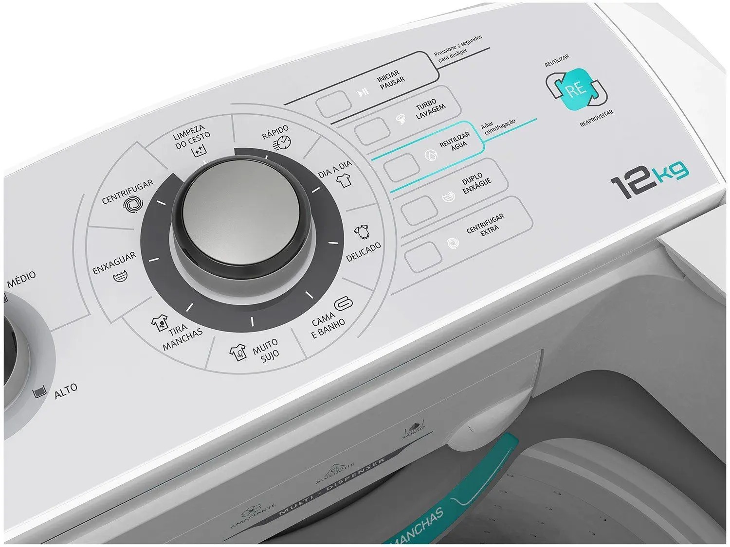 Maquina de Lavar Roupas Automatica 12KG Colormaq LCA12 Turbo Lavagem 110/220V - Imagem 4