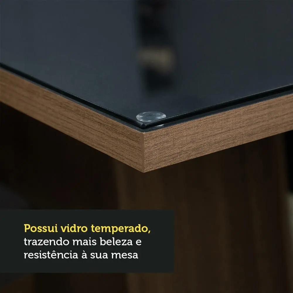 Conjunto Mesa de Jantar 6 lugares Tampo de Vidro Geórgia Madesa - Imagem 4