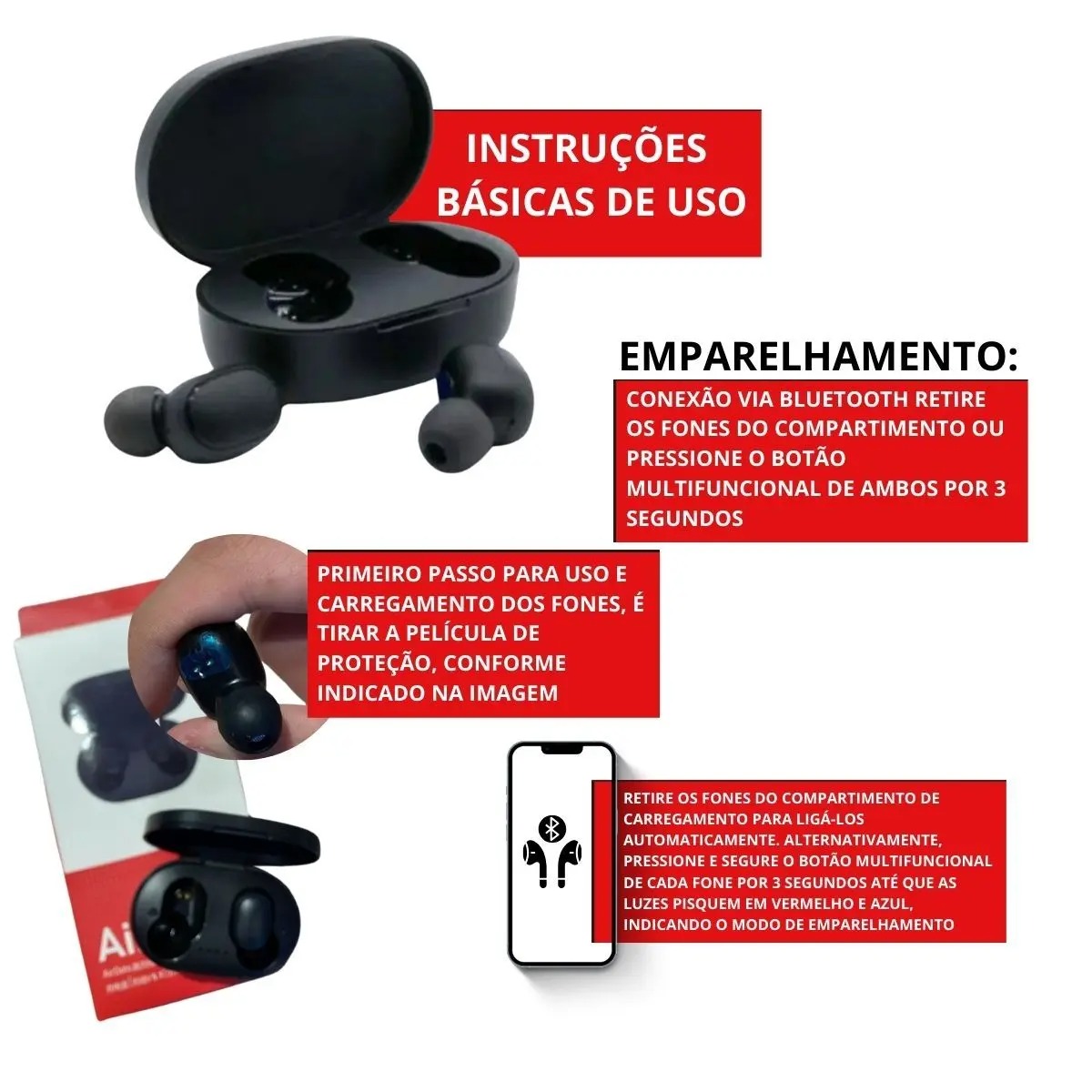 Fone De Ouvido Sem fio Bluetooth Garantia Original Nota Fiscal - 01Smart - Imagem 6