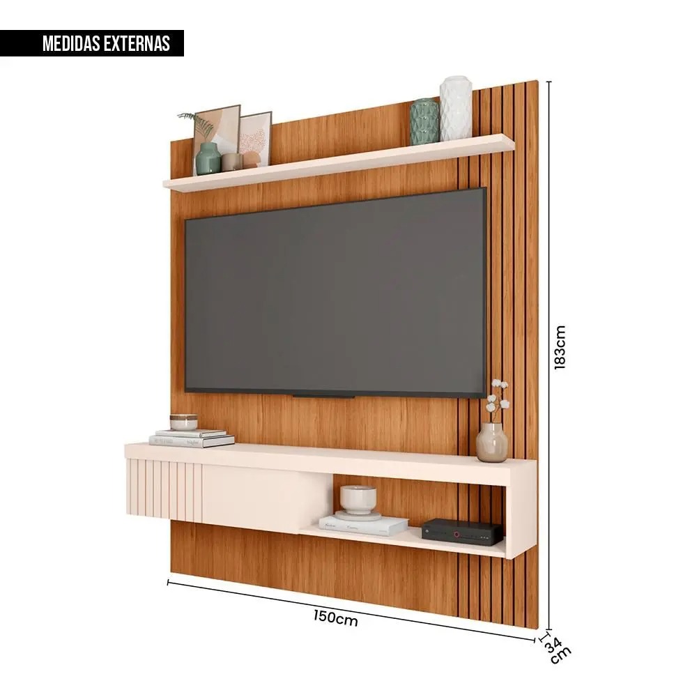 Painel Para Tv 55 Polegadas Marrom Moon Caemmun - Imagem 2