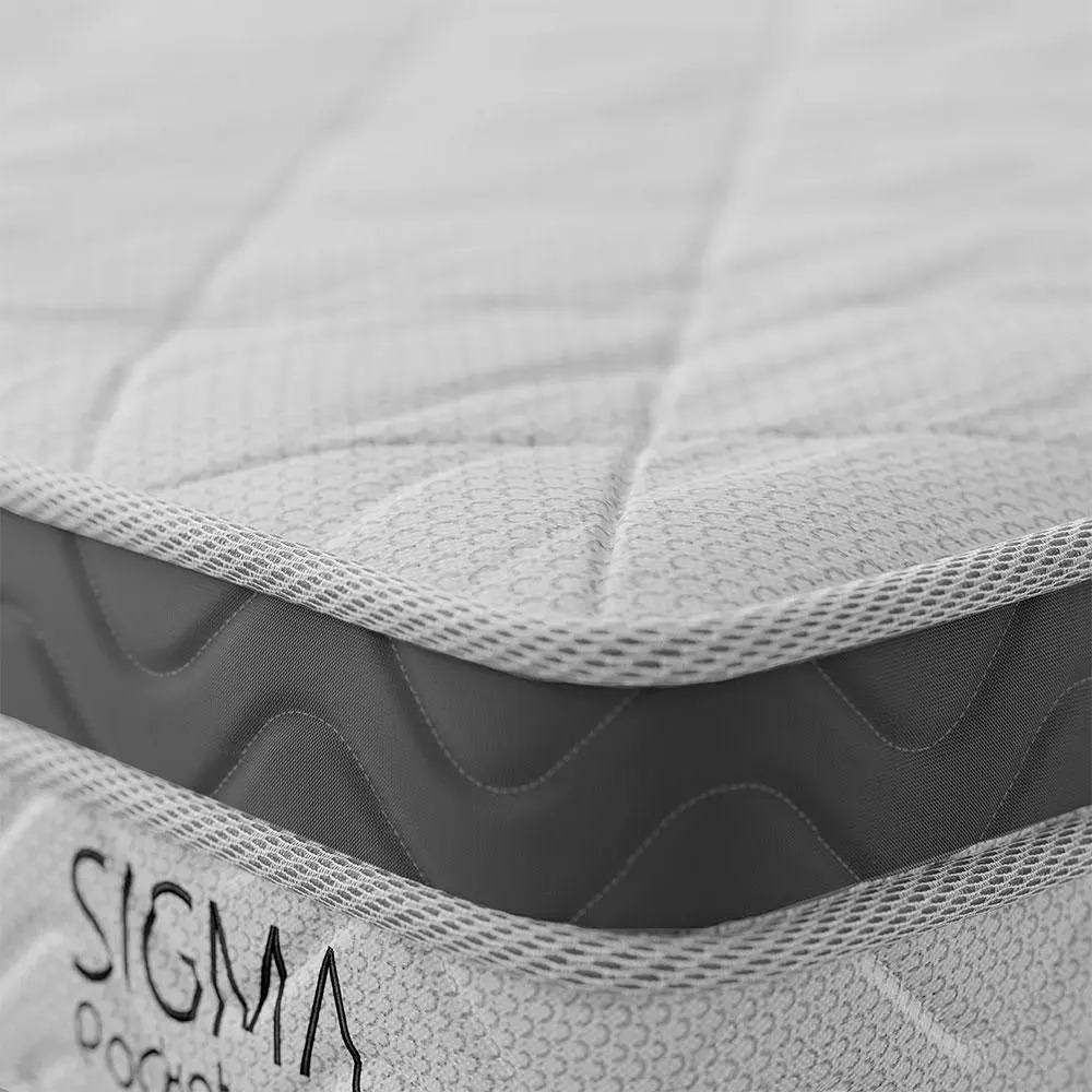 Cama Box com Colchão Solteiro Sigma Molas Ensacadas (22x88x188) Branco e Cinza - Modern - Imagem 4