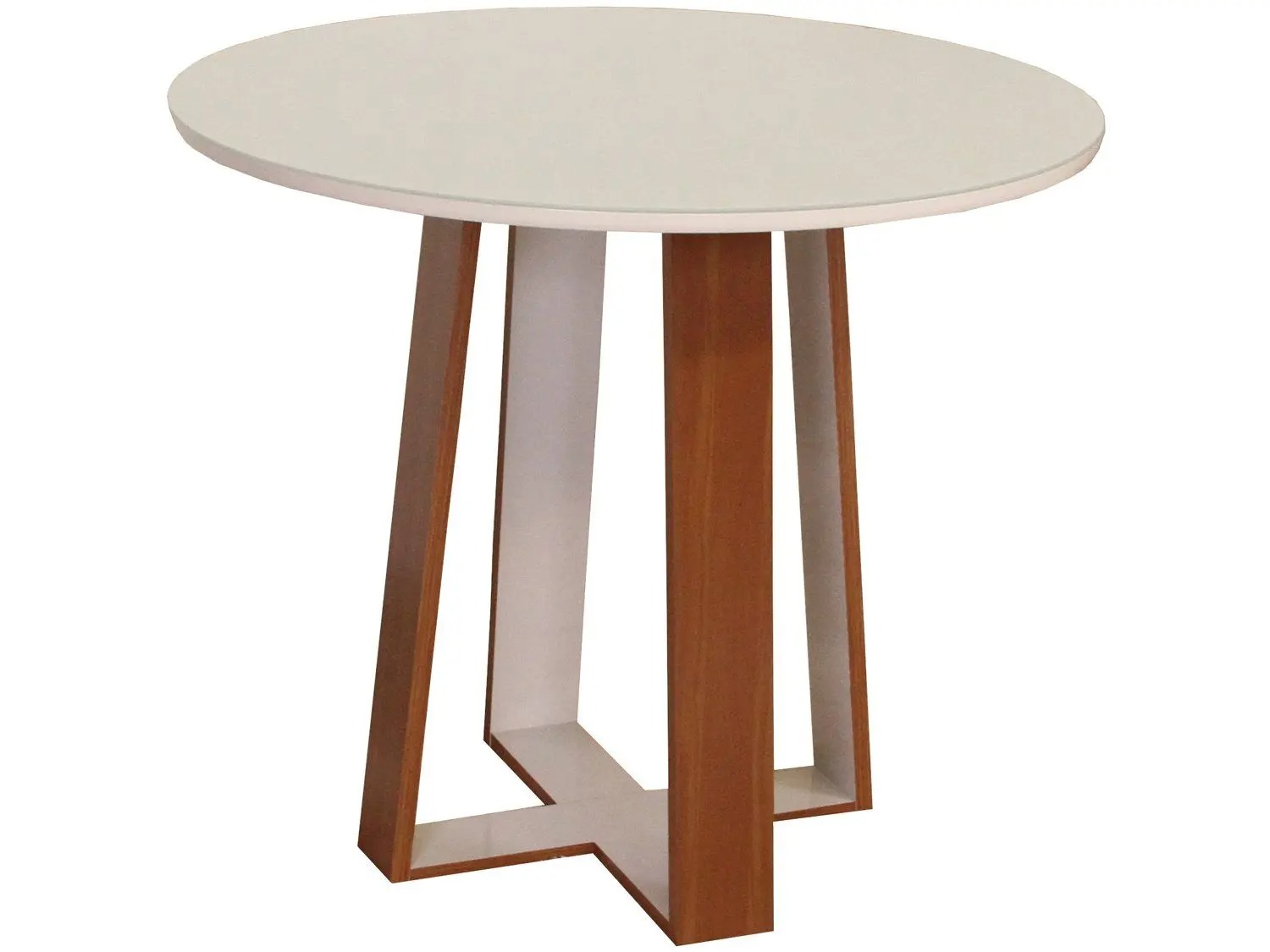 Mesa de Jantar 4 Cadeiras Redonda Naturalle e Off-White Tampo de Vidro Laís Móveis São Carlos - Imagem 5