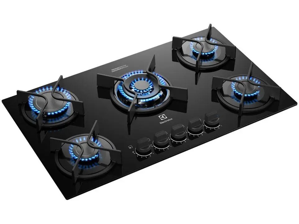 Cooktop 5 Bocas a Gás Electrolux Mesa Vidro Experience ChamaPrecisa, Multi Chama e Grade de Ferro Fundido (KE5GC) 110/220V - Imagem 2