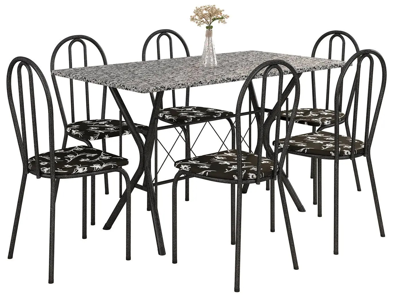 Mesa de Jantar 6 Cadeiras Retangular Preta - Artefamol America Bruna - Imagem 5