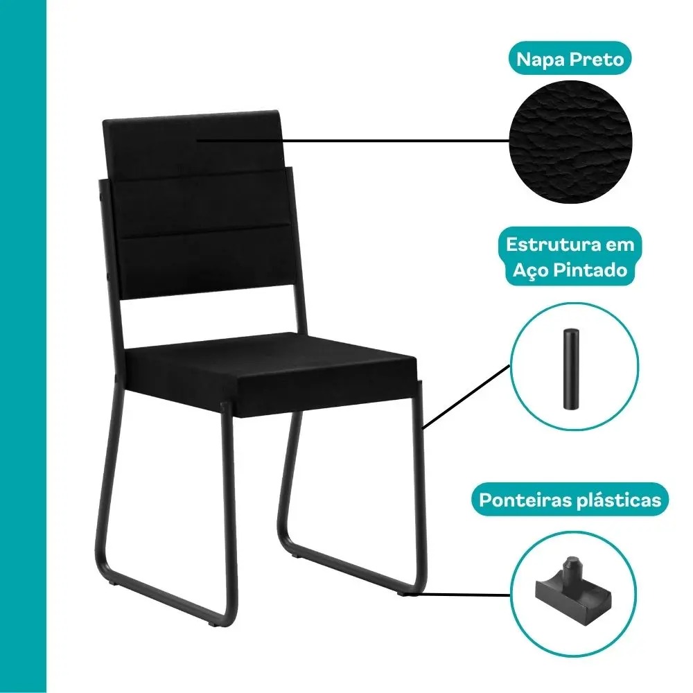 Conjunto Sala de Jantar com Mesa e 6 Cadeiras Fenix Carraro - Imagem 7