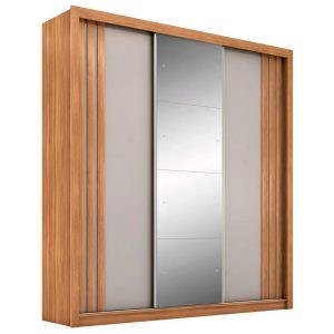 Guarda-roupa Casal com Espelho 3 Portas de Correr 2 Gavetas Demóbile Cannes
