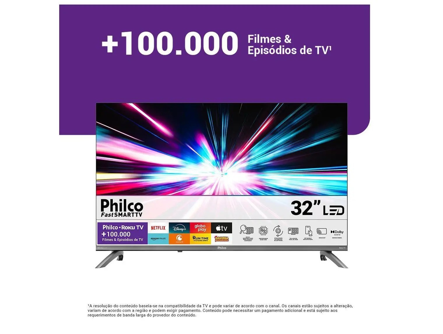 Smart tv 32 philco p32crb roku dolby audio hdr10 - Imagem 5