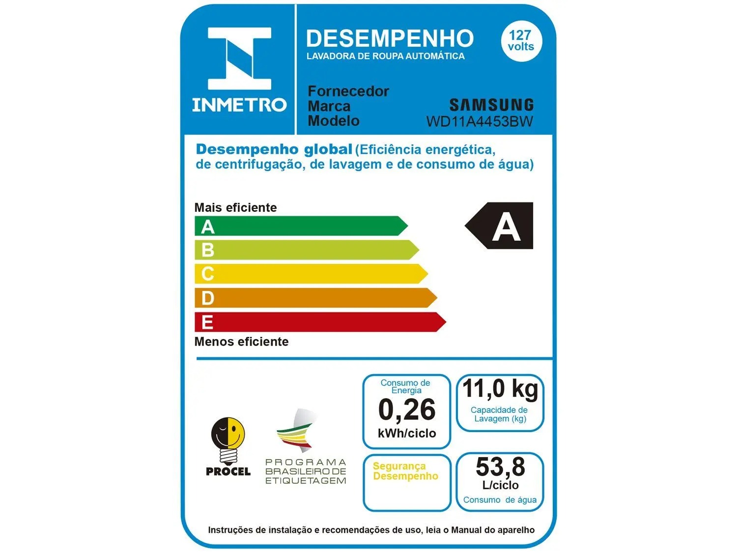 Lava e Seca Samsung 11kg Inverter - 3 em 1 Água Quente e Fria Branca WD11A4453BW 110/220V - Imagem 6