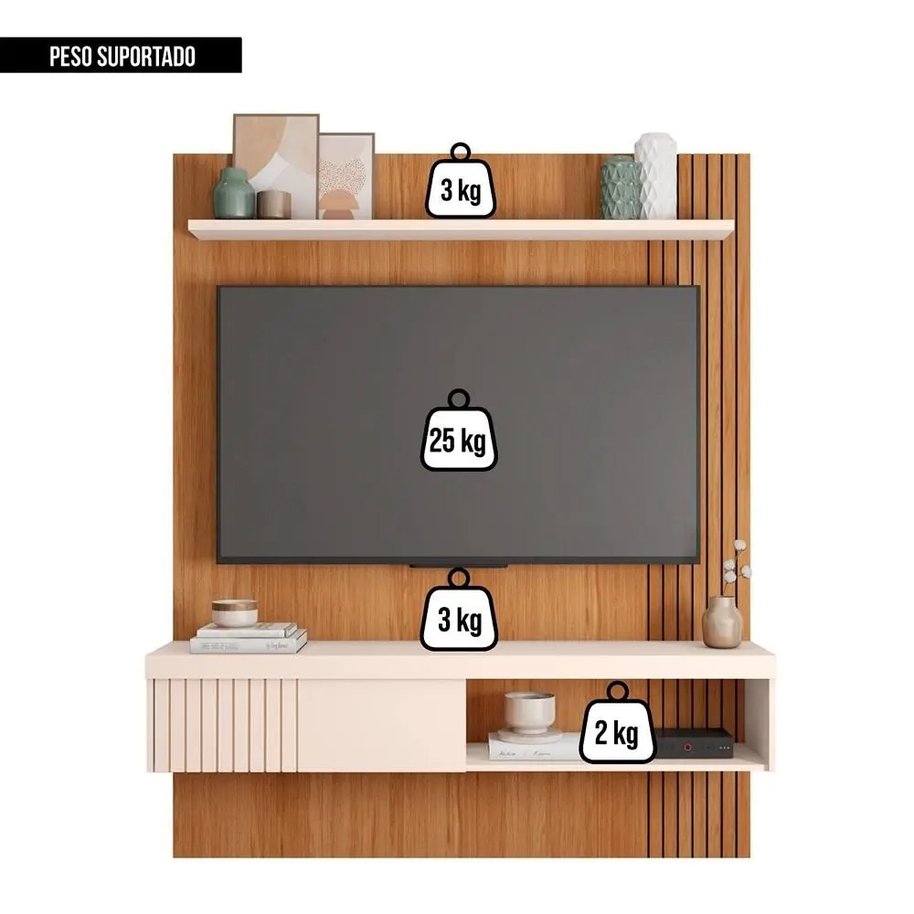 Painel Para Tv 55 Polegadas Marrom Moon Caemmun - Imagem 4