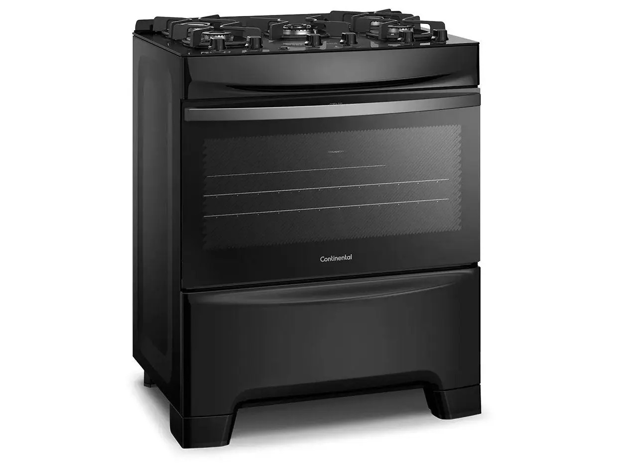 Fogão 5 Bocas Continental Inox Mesa de Vidro Preto Tripla Chama FC5GB 110/220V - Imagem 5
