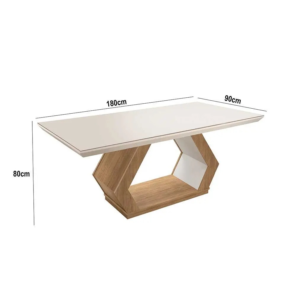 Mesa Alvorada 180 Tp Mdf Vidro canto Reto 6 Cadeiras Rufato - Imagem 3