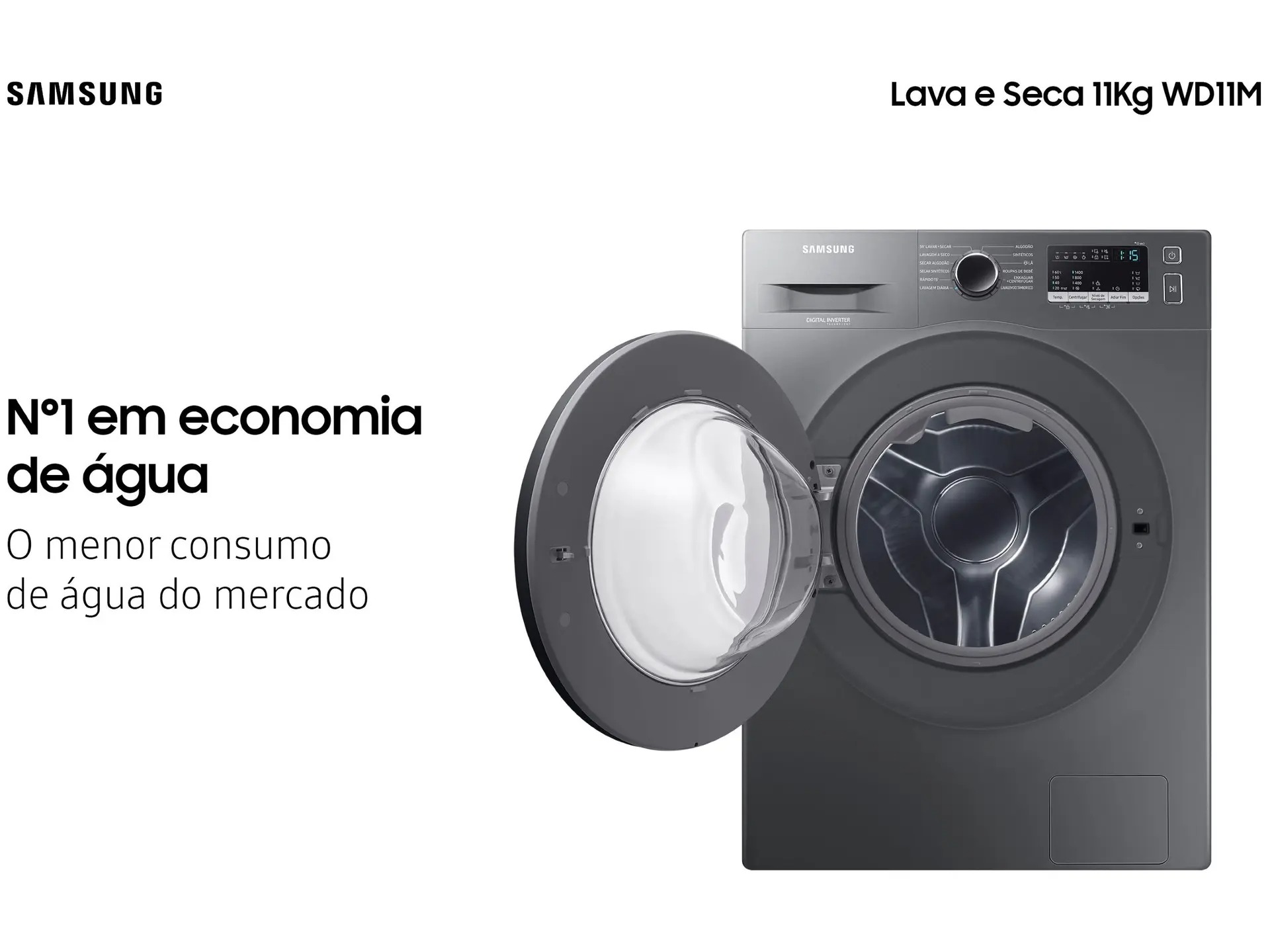 Lava e Seca Samsung WD11M com Digital Inverter WD11M4473PX Inox Look 11/7kg 110/220V - Imagem 5