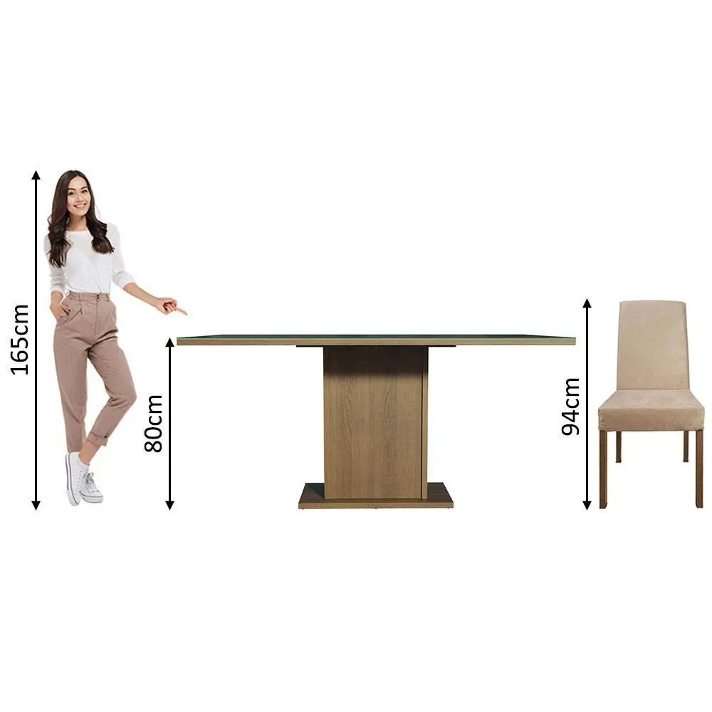 Conjunto Sala de Jantar Mesa Tampo de Vidro 6 Cadeiras Imperial Alexis Madesa - Imagem 4