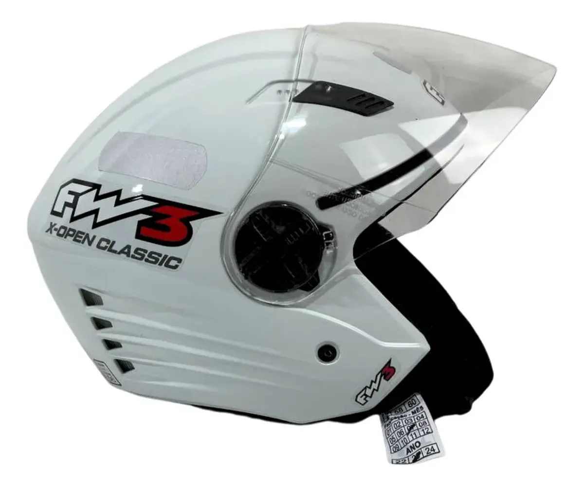 Capacete Aberto P/ Moto Fw3 Viseira Cristal X Open Inmetro - Imagem 5