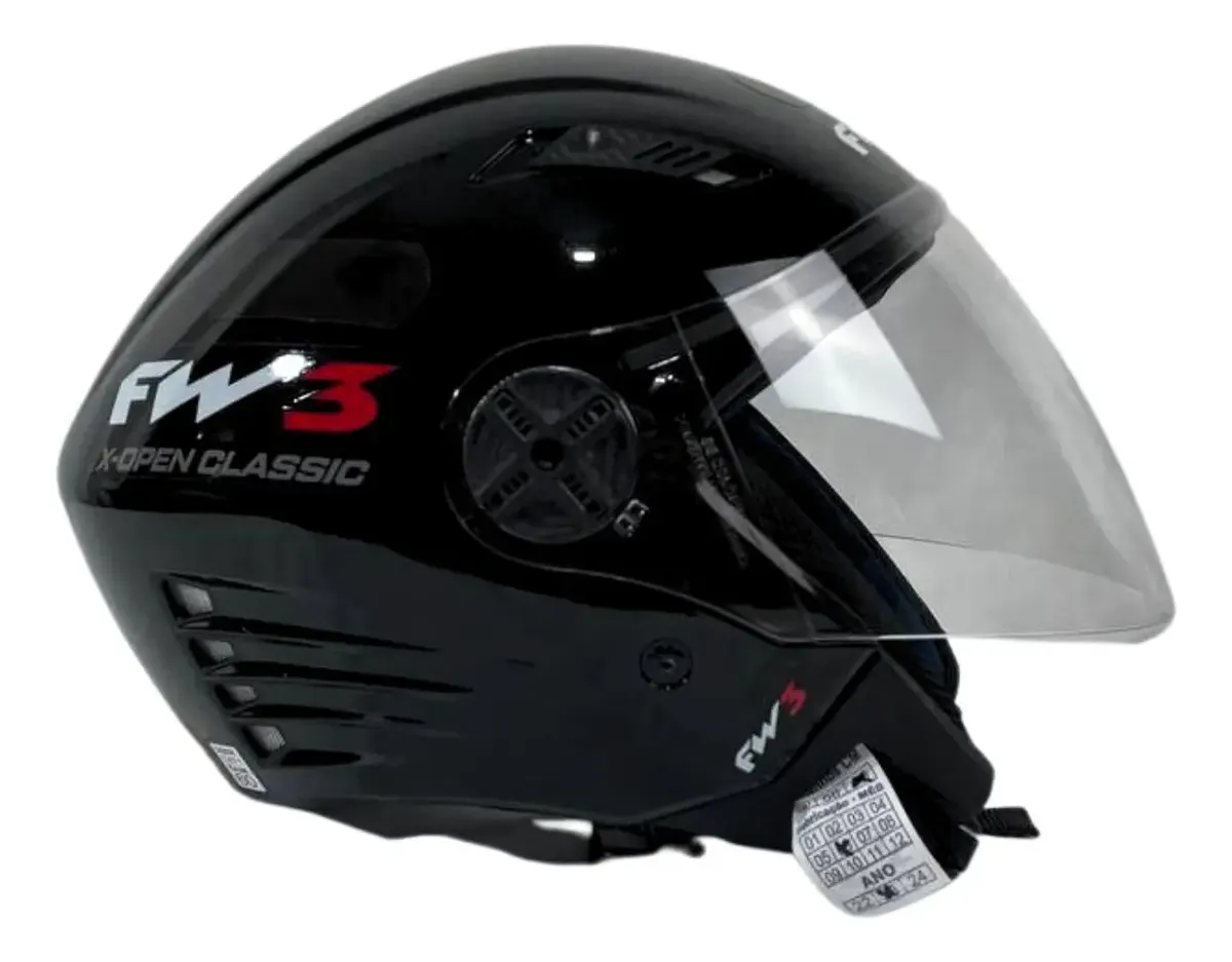 Capacete Aberto P/ Moto Fw3 Viseira Cristal X Open Inmetro - Imagem 3