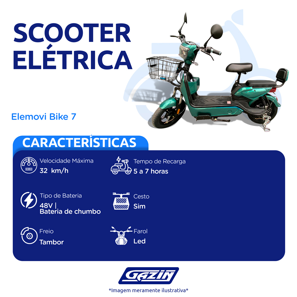 Bicicleta Elétrica Elemovi Bike 7 Autopropelida 1000W - Imagem 2
