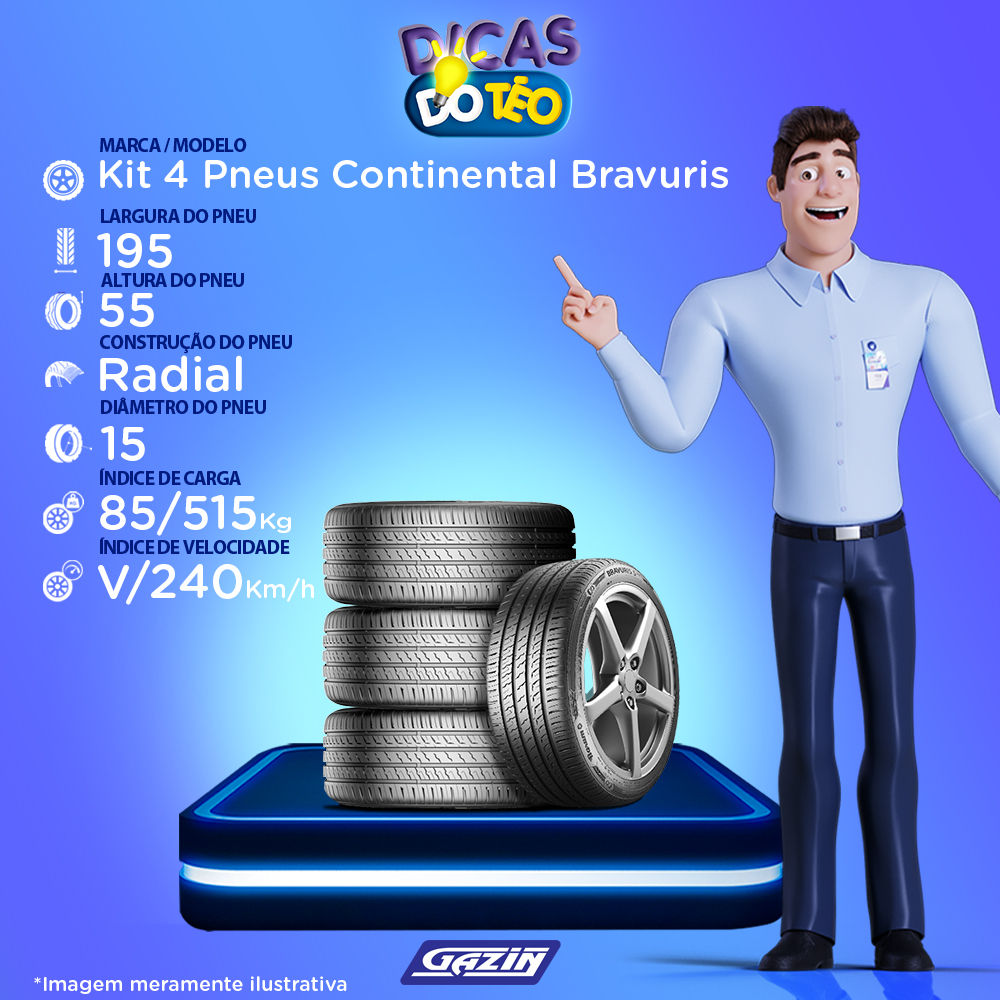 Kit com 4 Pneus Barum Bravuris 5HM Aro 15 195/55R15 85V - Imagem 6
